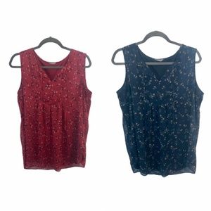 Set of 2 Denver Hayes Floral Sleeveless Blouses
